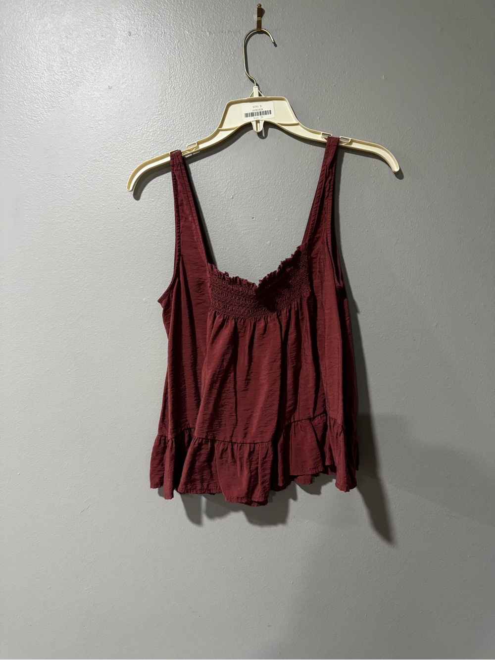 Maeve Burgundy Smocked Ruffle Camisole